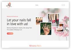 Website for Nail Nirvana designed by Cottagewebs. Nail artist and spray tans.